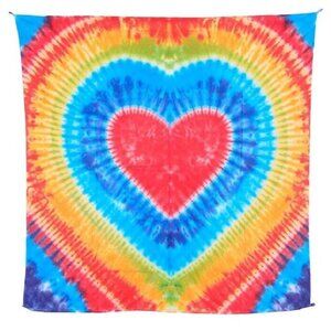 New Rainbow Heart Tie Dye Gift Tapestry 58x58 Decorative Wall Hanging NIP Hearts